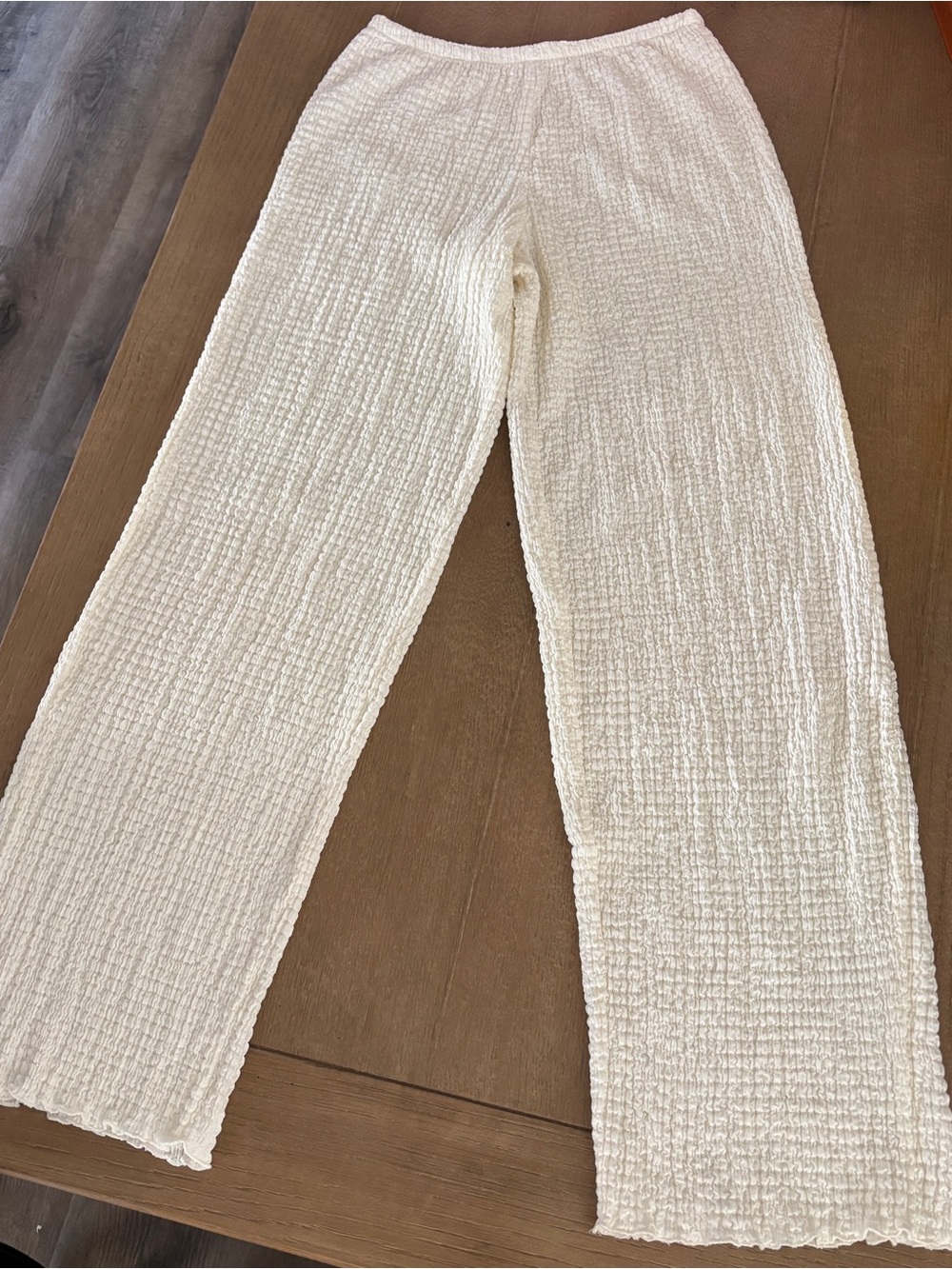 Y2K Cream Textured Stretchy Lounge Pants Women’s S